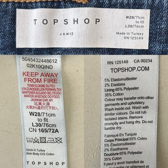 Topshop Jamie Skinny Jeans High Rise Ankle Length Raw Hem Dark Wash Size 26 - Picture 11 of 15